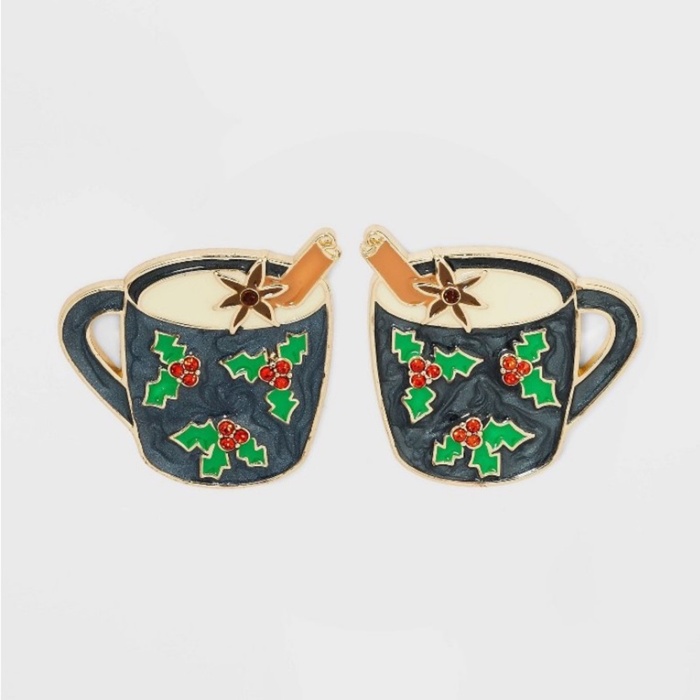SUGARFIX by BaubleBar Hog the Eggnog Earrings Hot Cocoa Chocolate Coffee Mug